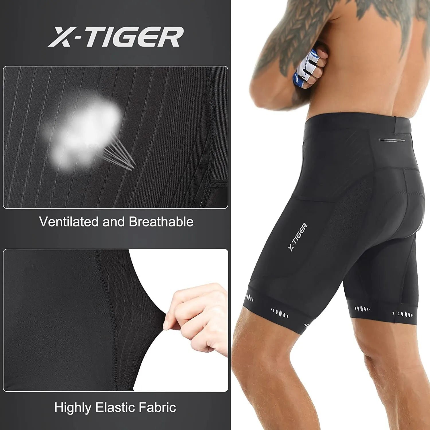 Fahrradhose Herren mit 5D Gelpolster & Reflektoren – Bild 11