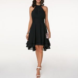 Abendkleid Damen Neckholder Rüschen Festlich