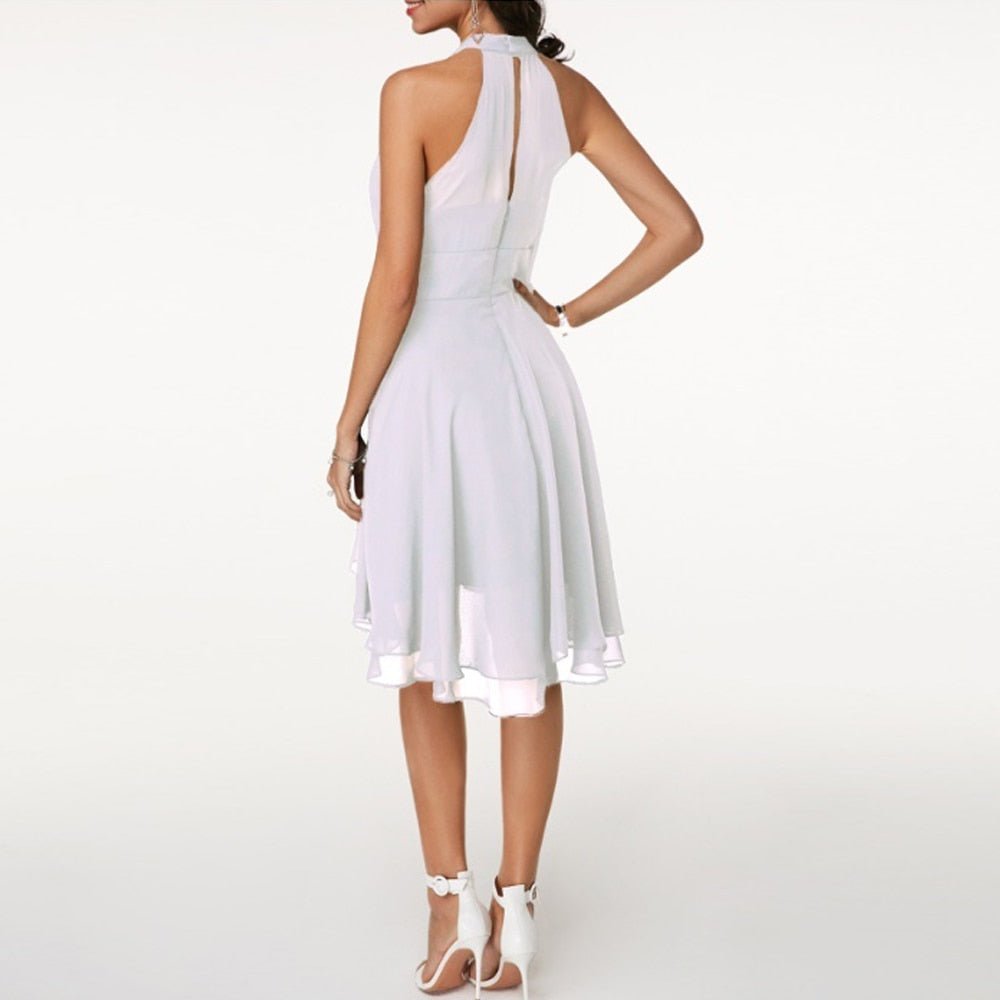 Abendkleid Damen Neckholder Rüschen Festlich – Bild 9