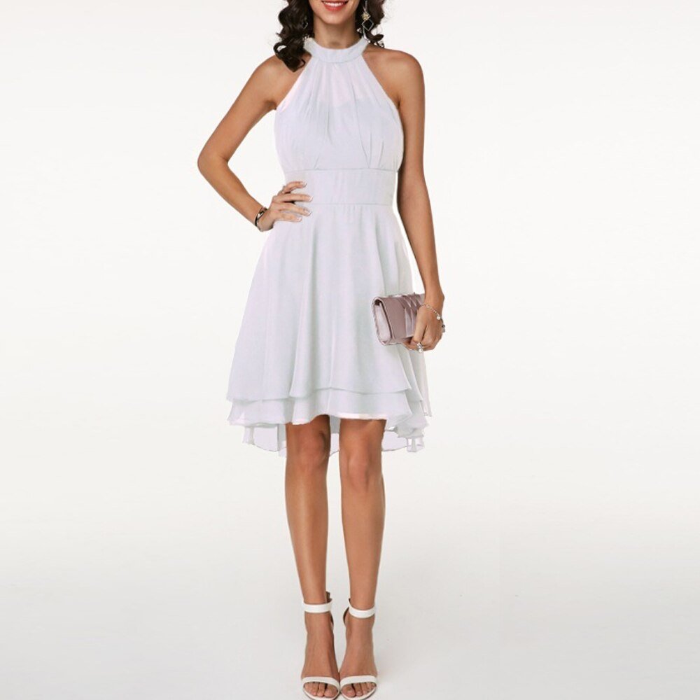 Abendkleid Damen Neckholder Rüschen Festlich – Bild 6