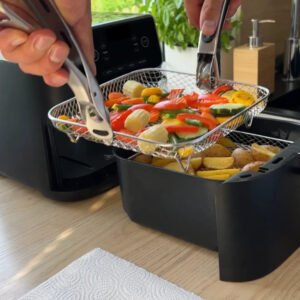 Edelstahl Airfryer Einsatz 3er Set + 2 Zangen