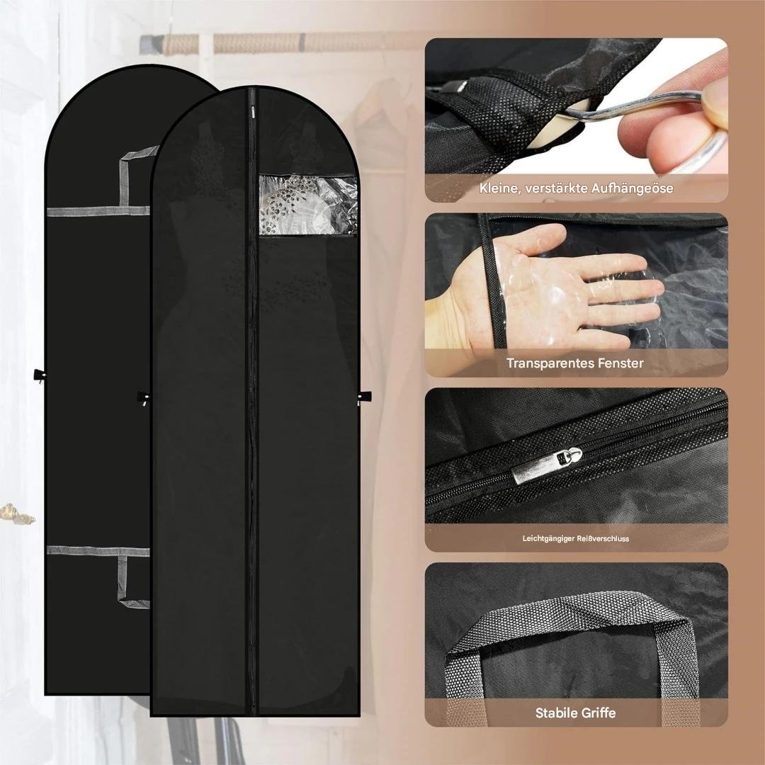 PEVA Kleidersack 180cm transparent – 2er Set für lange Kleider – Bild 6