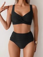 Bandeau Bikini Damen Strukturstoff Trägerlos Sommer