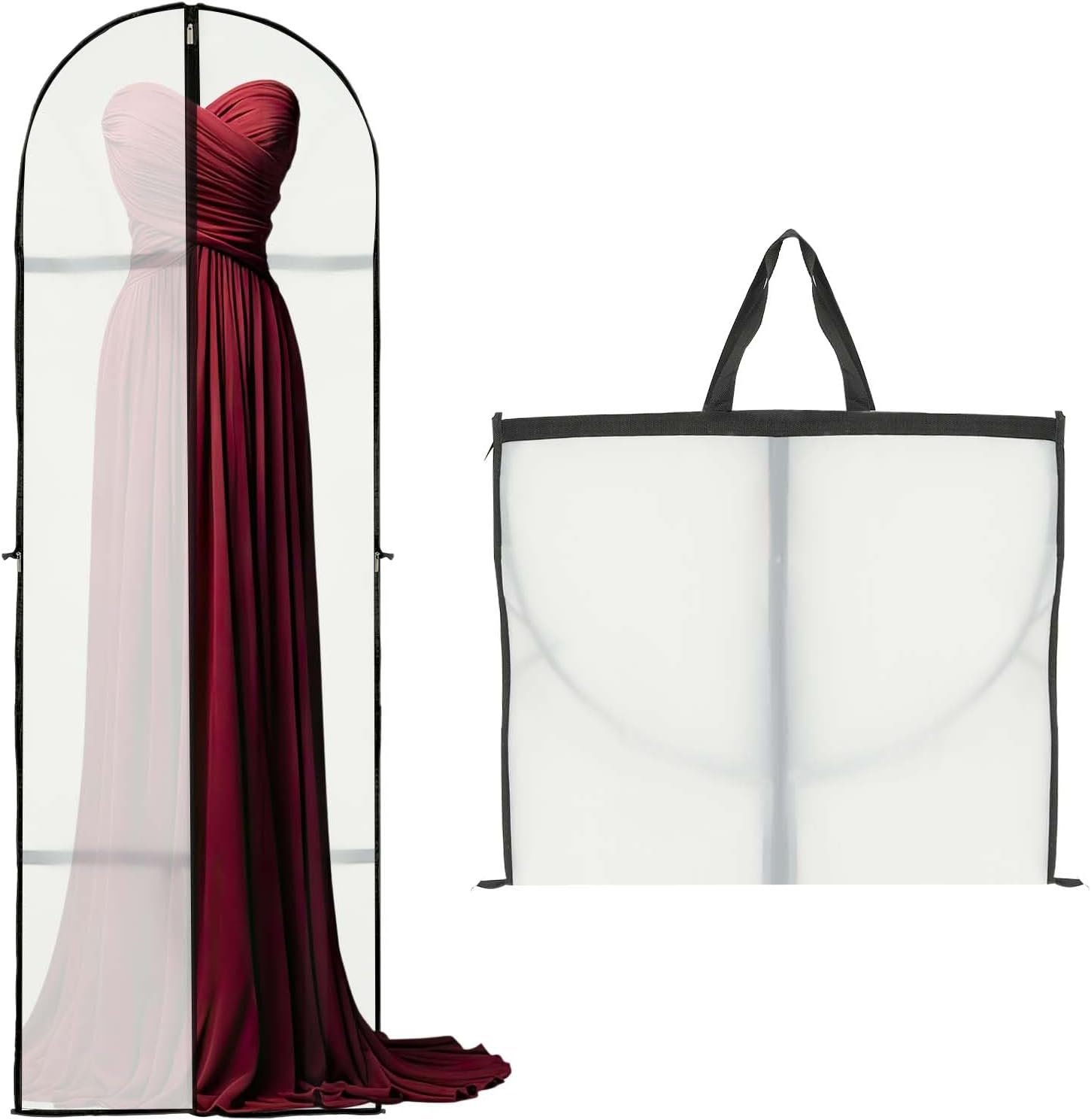 PEVA Kleidersack 180cm transparent – 2er Set für lange Kleider