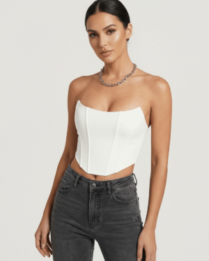 Weißes Samt Korsett Top Damen Elegant Party