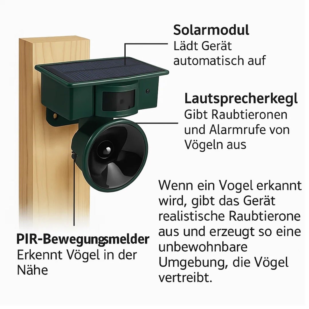 Vogelvertreiber Solar Balkon Garten – Tierfreundliche Abwehr – Bild 9