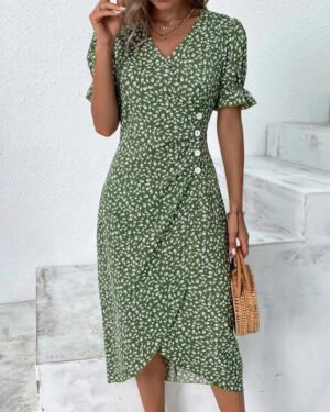Damen Kleid figurschmeichelnd leichter Stoff elegant