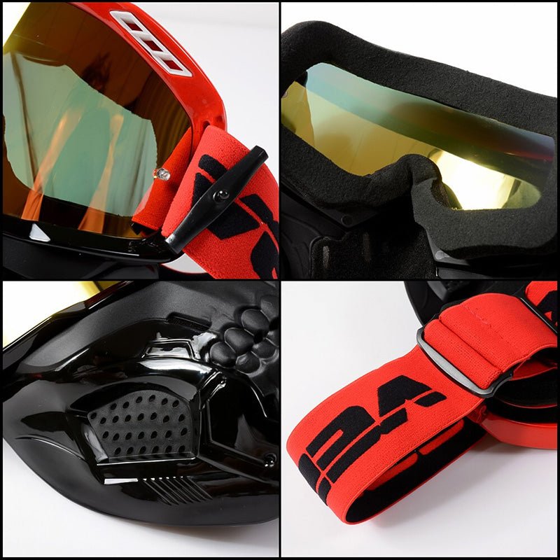 Motorradbrille abnehmbare Maske stoßfeste Gläser – Bild 7