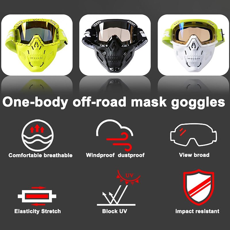 Motorradbrille abnehmbare Maske stoßfeste Gläser – Bild 8