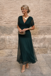 Kleid Damen Maxi V-Ausschnitt Plissierte Taille
