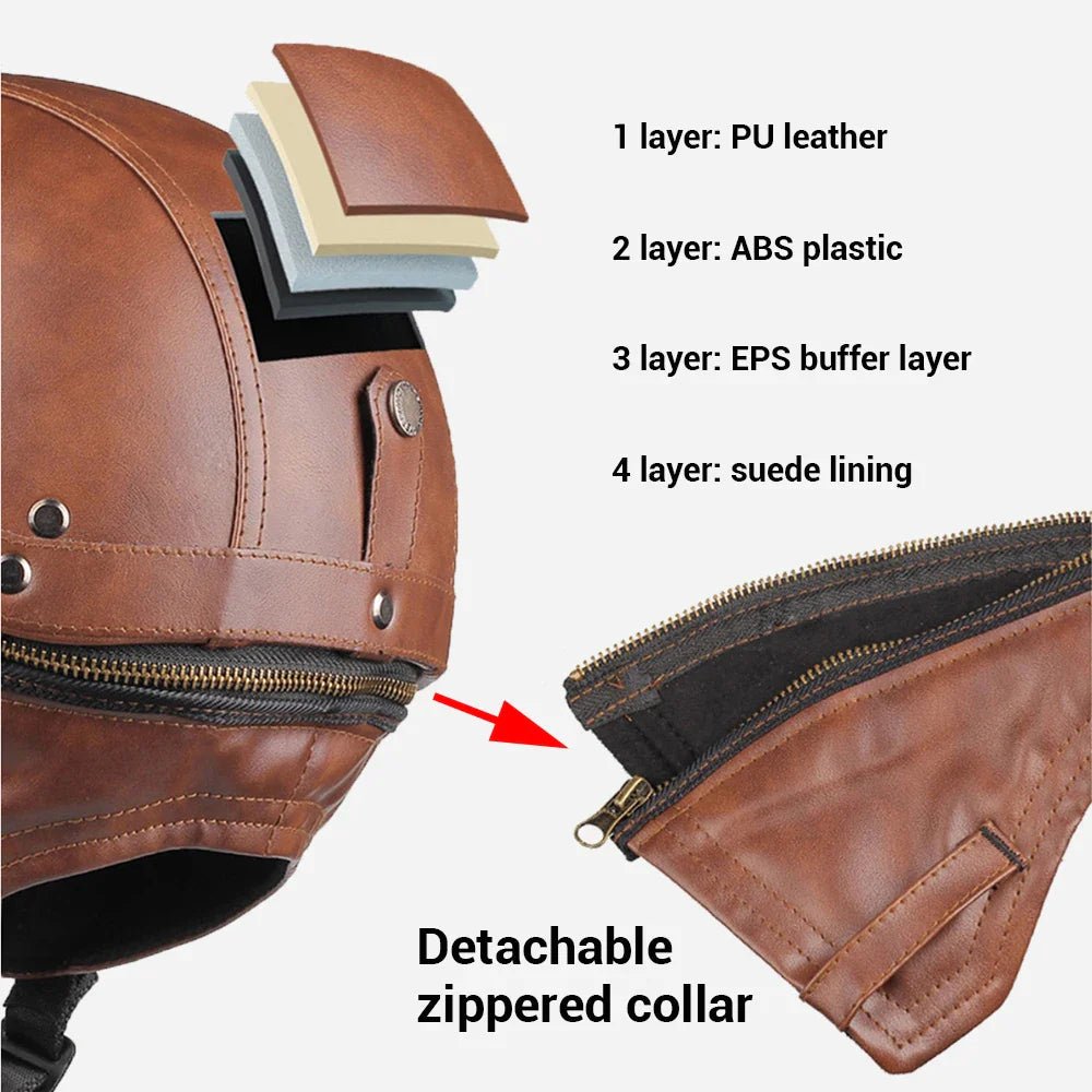 Motorradhelm Retro Klassisch Gepolstert Schnellverschluss – Bild 5