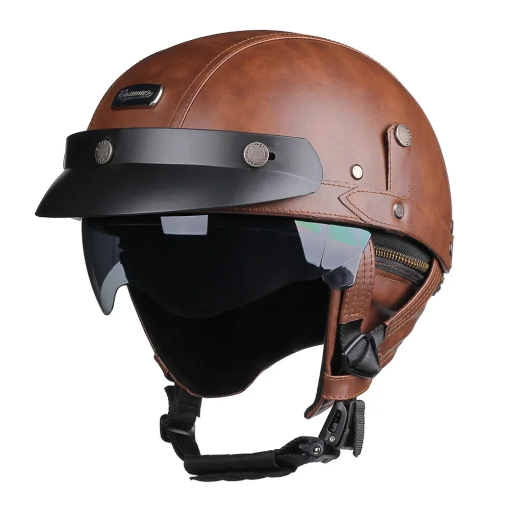 Motorradhelm Retro Klassisch Gepolstert Schnellverschluss – Bild 4