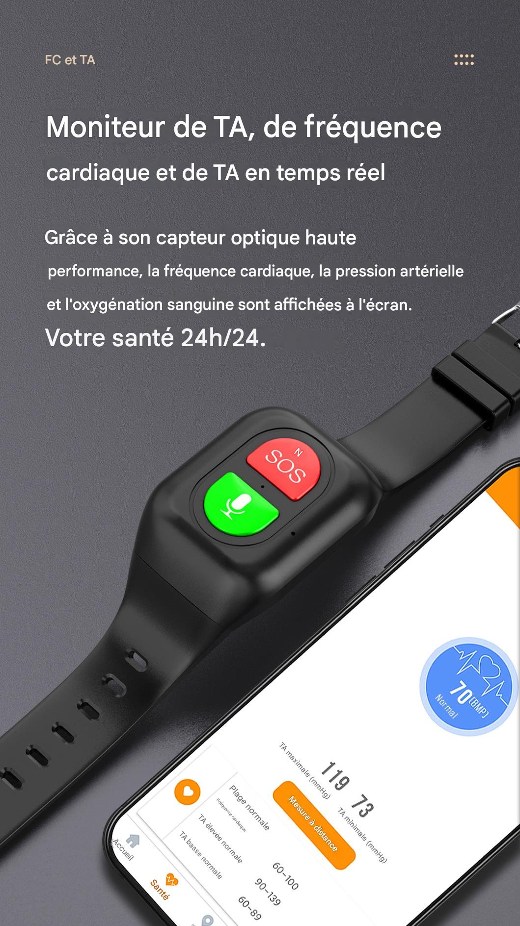 Smartwatch Senioren 4G GPS Echtzeit-Ortung IPX7 wasserdicht – Bild 9