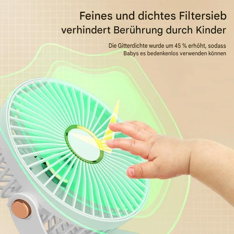 Mini Ventilator 3-in-1 mit USB-C Akku und LED-Licht – Bild 9