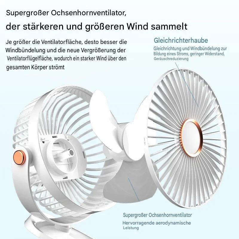 Mini Ventilator 3-in-1 mit USB-C Akku und LED-Licht – Bild 8
