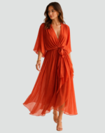 Damen Maxikleid mit definierter Taille & offenem Ausschnitt