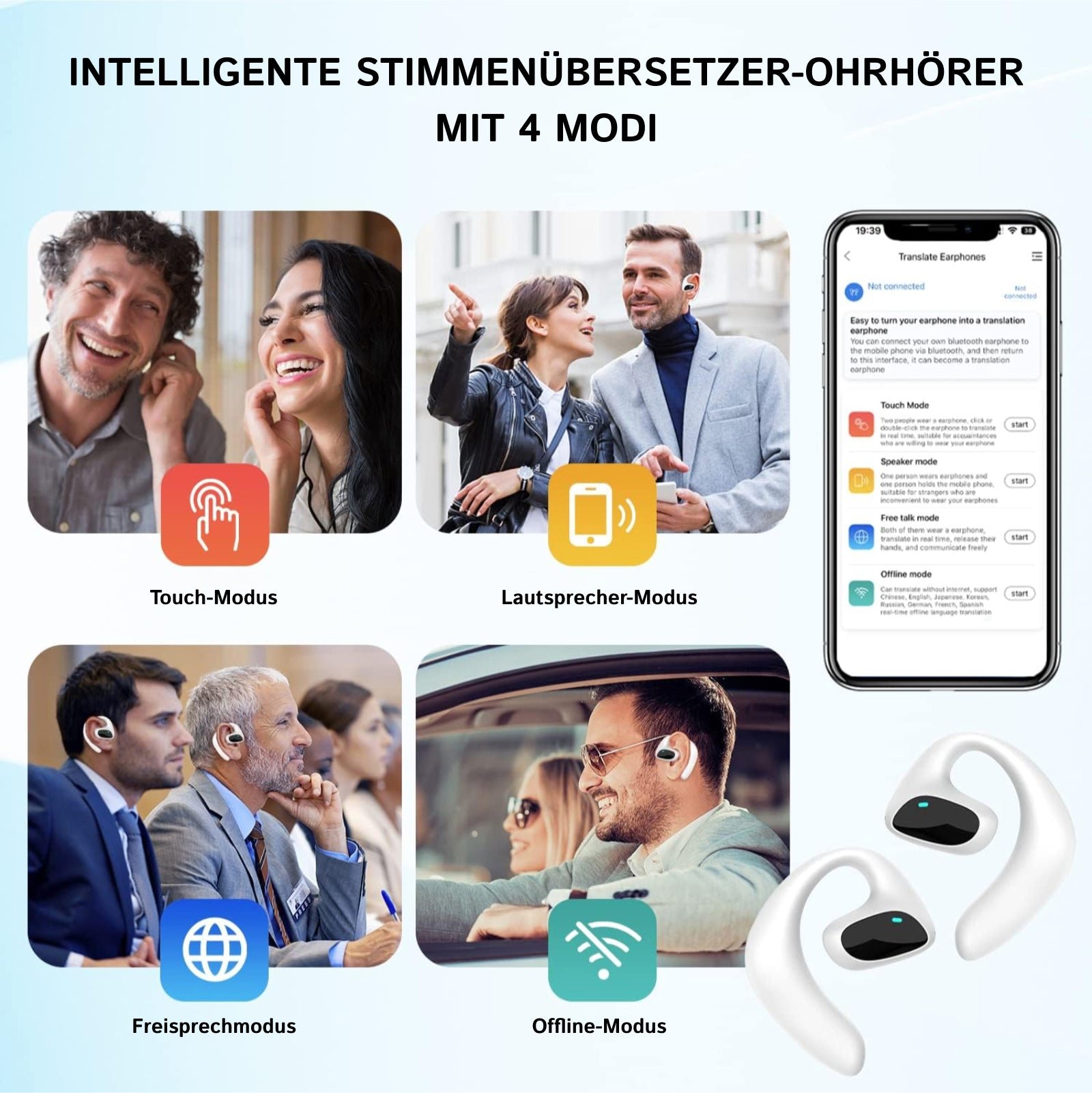 Übersetzer-Ohrhörer Echtzeit 144 Sprachen global – Bild 3