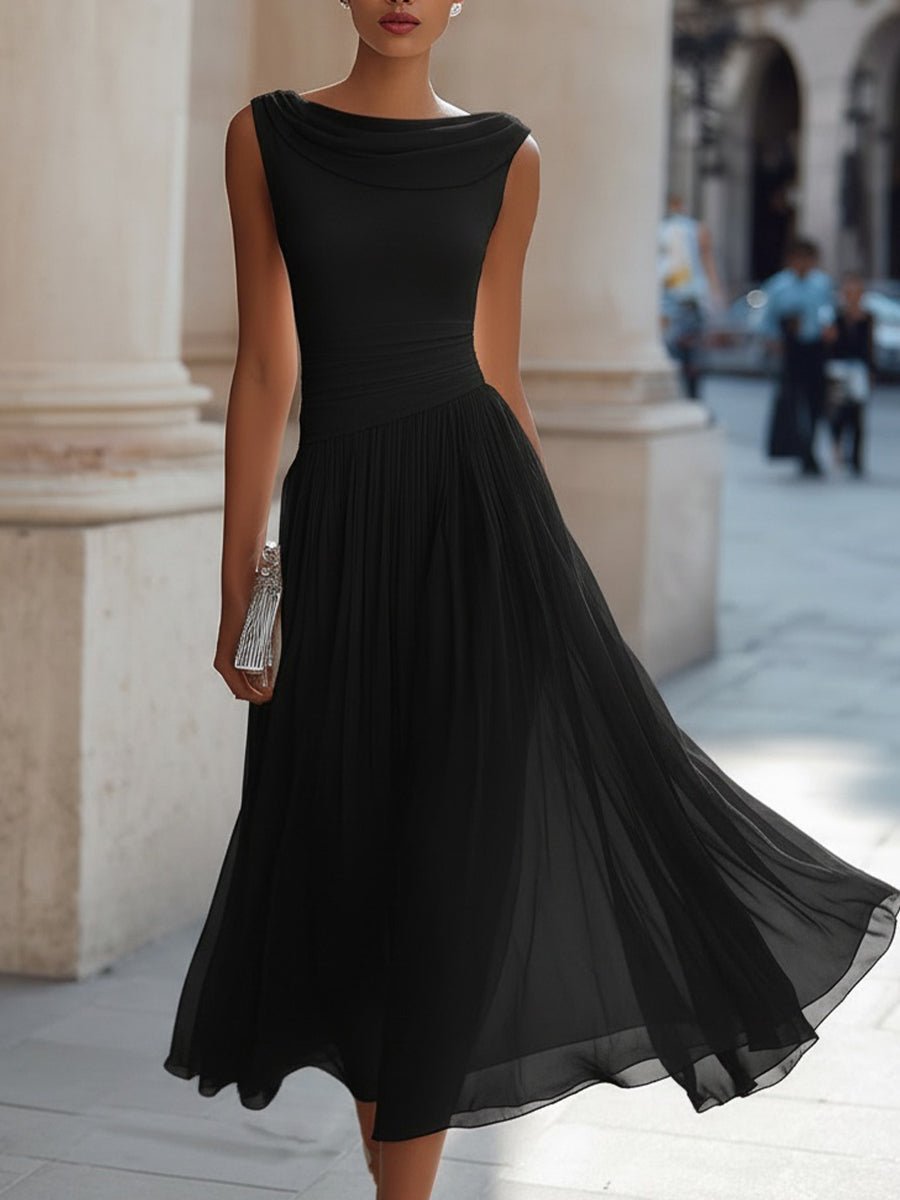 Damenkleid ärmellos, leichter Stoff, figurbetonte Taille – Bild 6