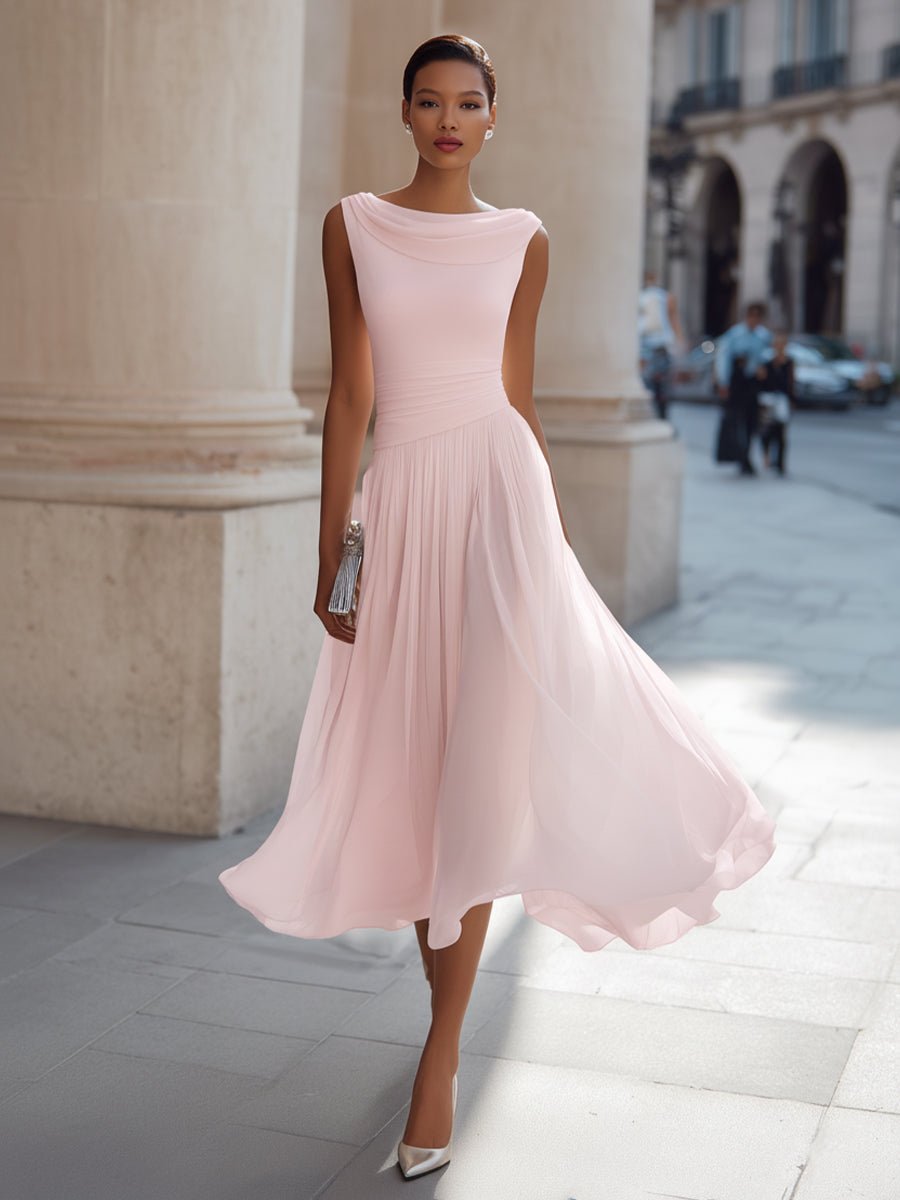 Damenkleid ärmellos, leichter Stoff, figurbetonte Taille – Bild 4
