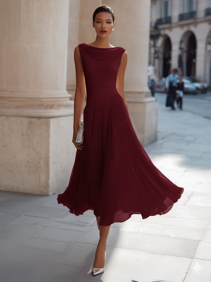 Damenkleid ärmellos, leichter Stoff, figurbetonte Taille – Bild 2