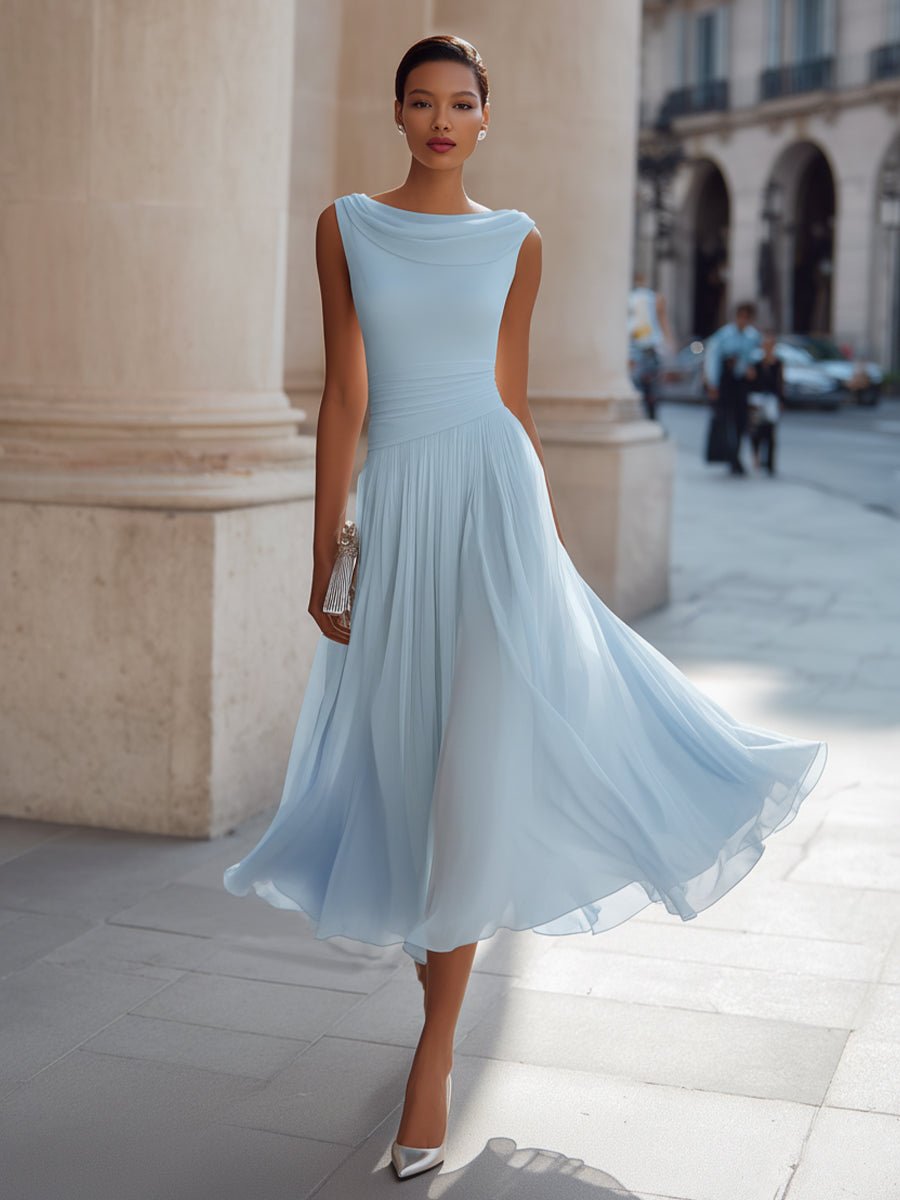Damenkleid ärmellos, leichter Stoff, figurbetonte Taille – Bild 5