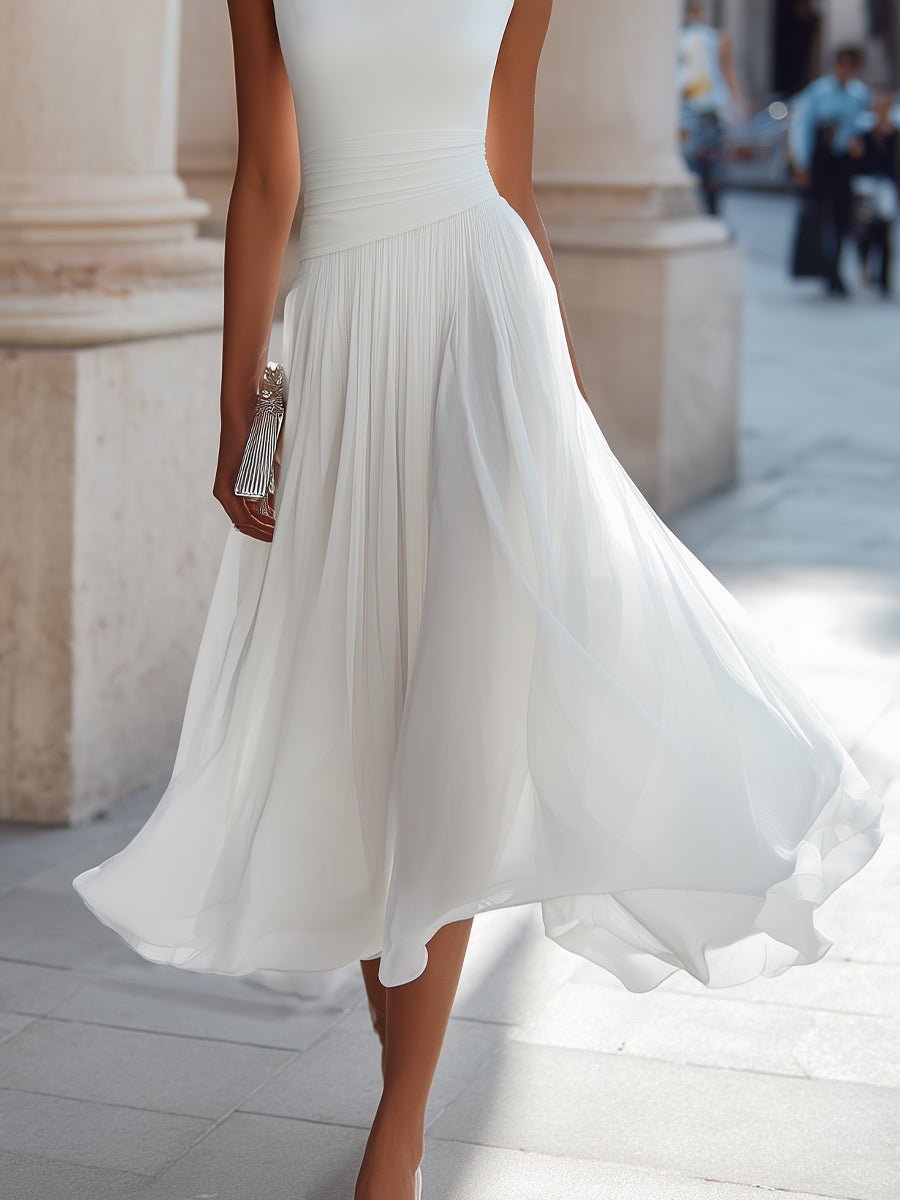 Damenkleid ärmellos, leichter Stoff, figurbetonte Taille – Bild 12
