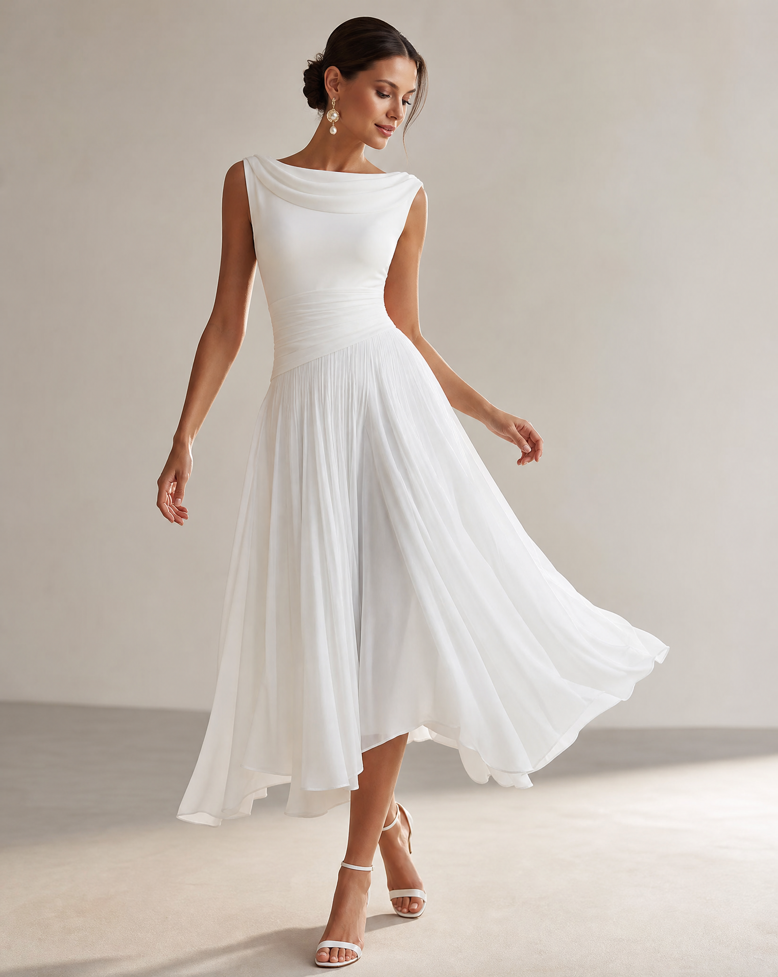 Damenkleid ärmellos, leichter Stoff, figurbetonte Taille – Bild 8