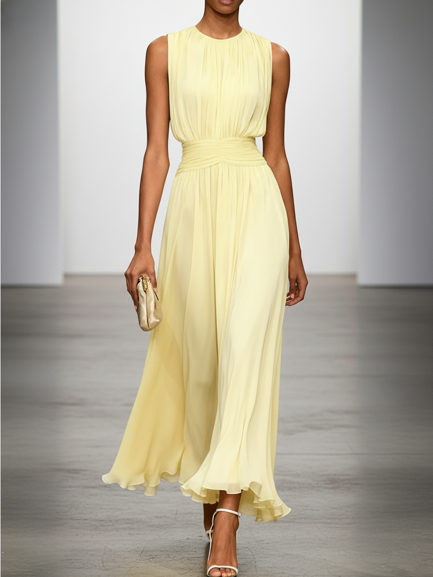Damenkleid Bodenlang Fließend Tailliert Festlich – Bild 5