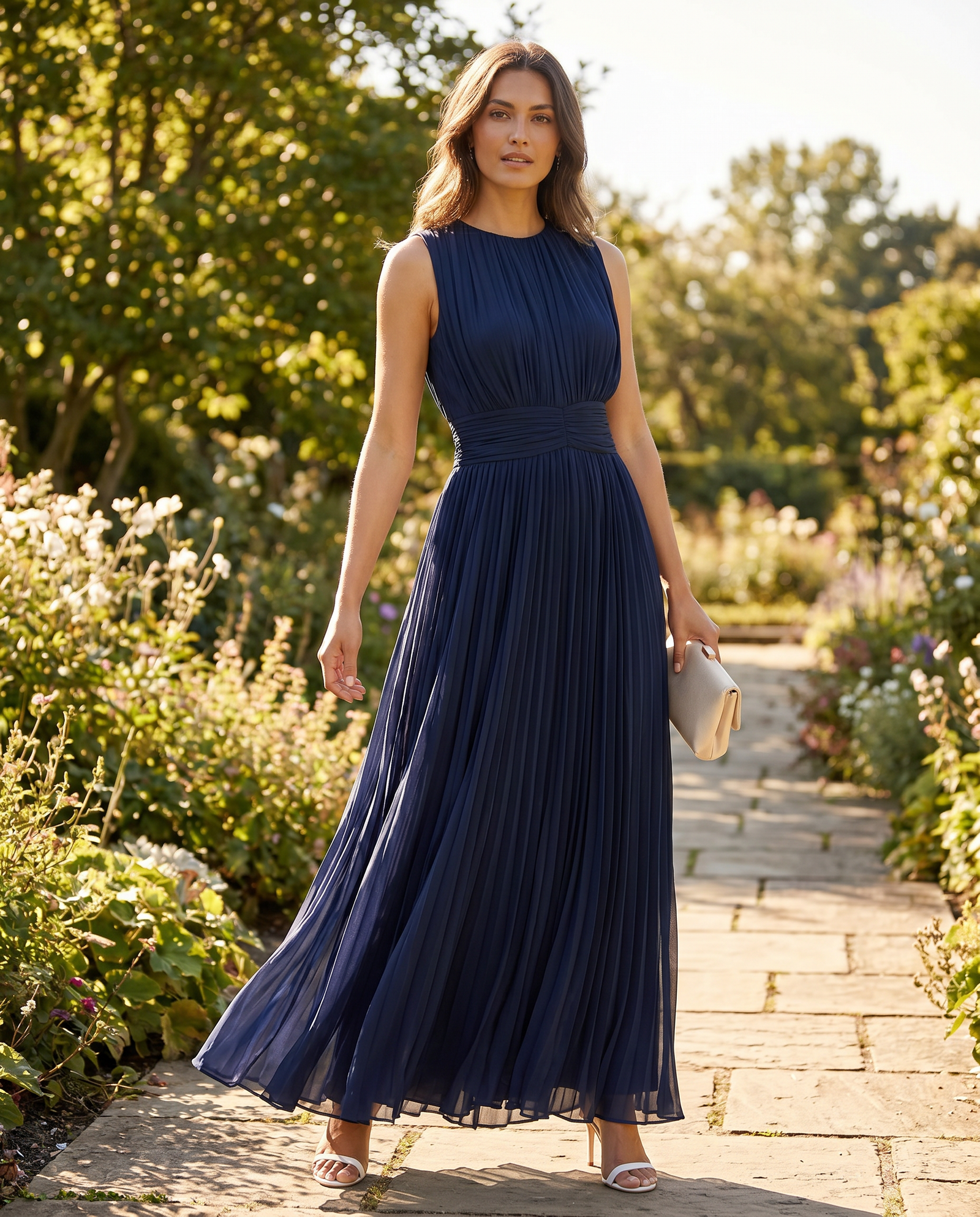 Damenkleid Bodenlang Fließend Tailliert Festlich – Bild 9
