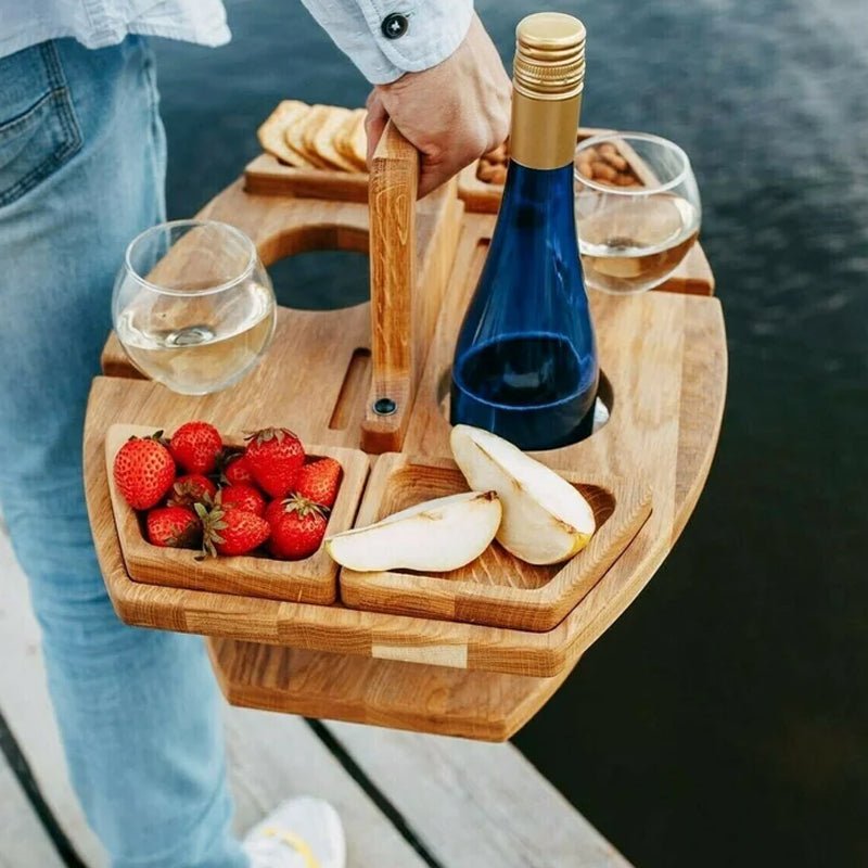 Picknicktisch aus hochwertigem Holz leicht & tragbar – Bild 6