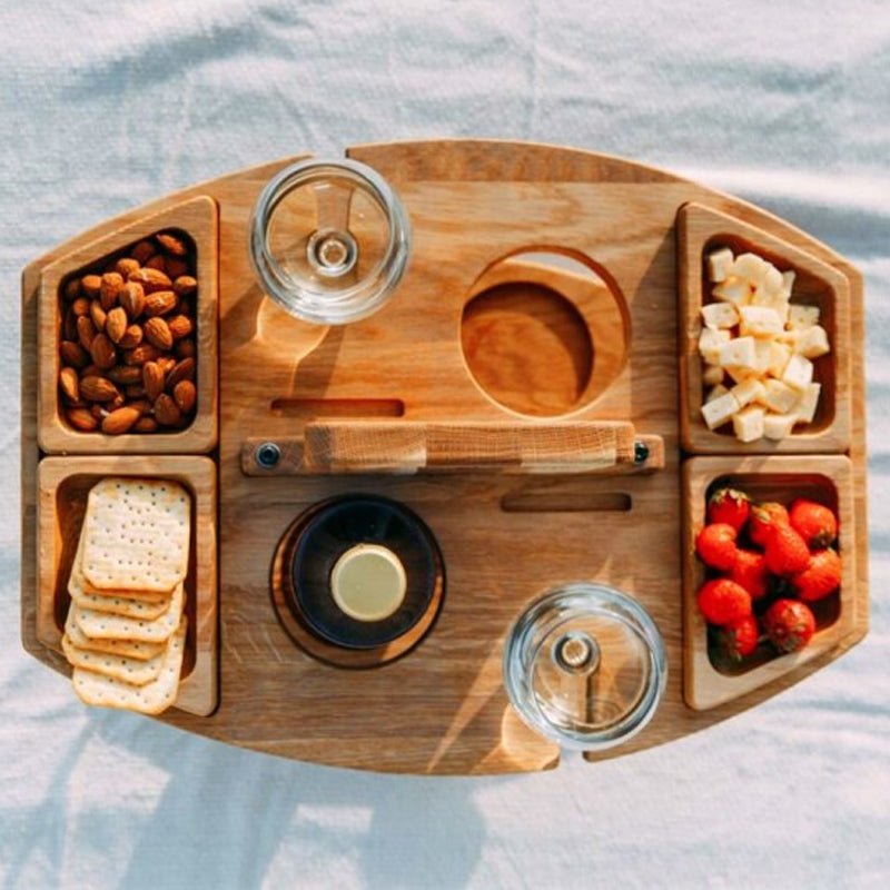 Picknicktisch aus hochwertigem Holz leicht & tragbar – Bild 5