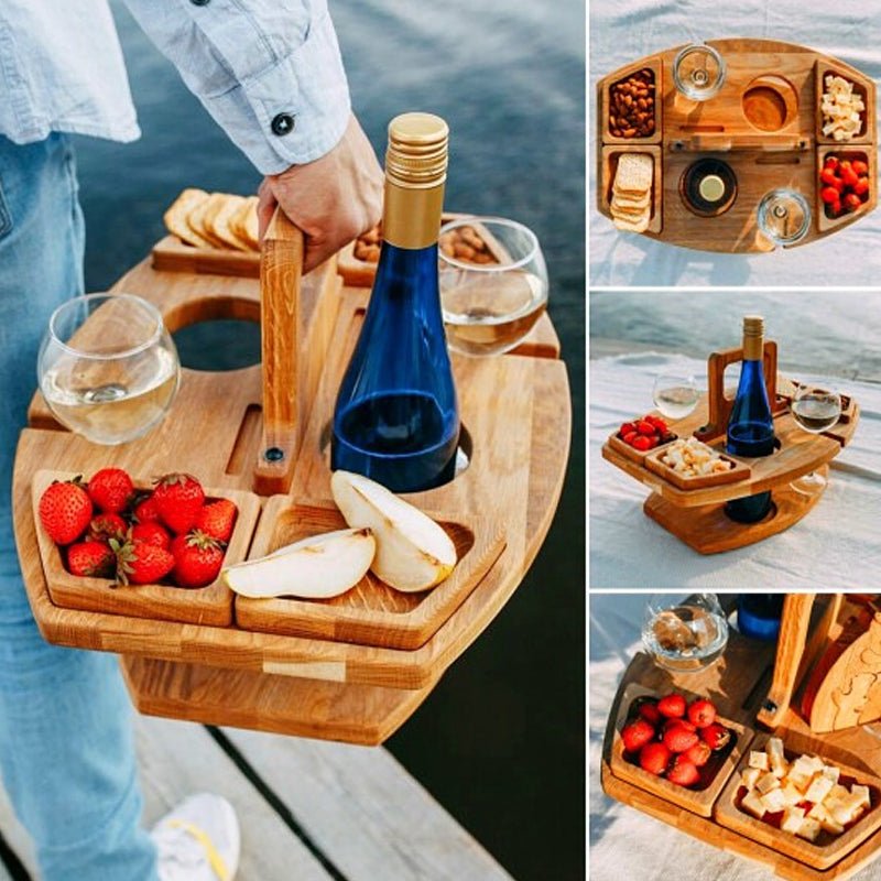 Picknicktisch aus hochwertigem Holz leicht & tragbar – Bild 4