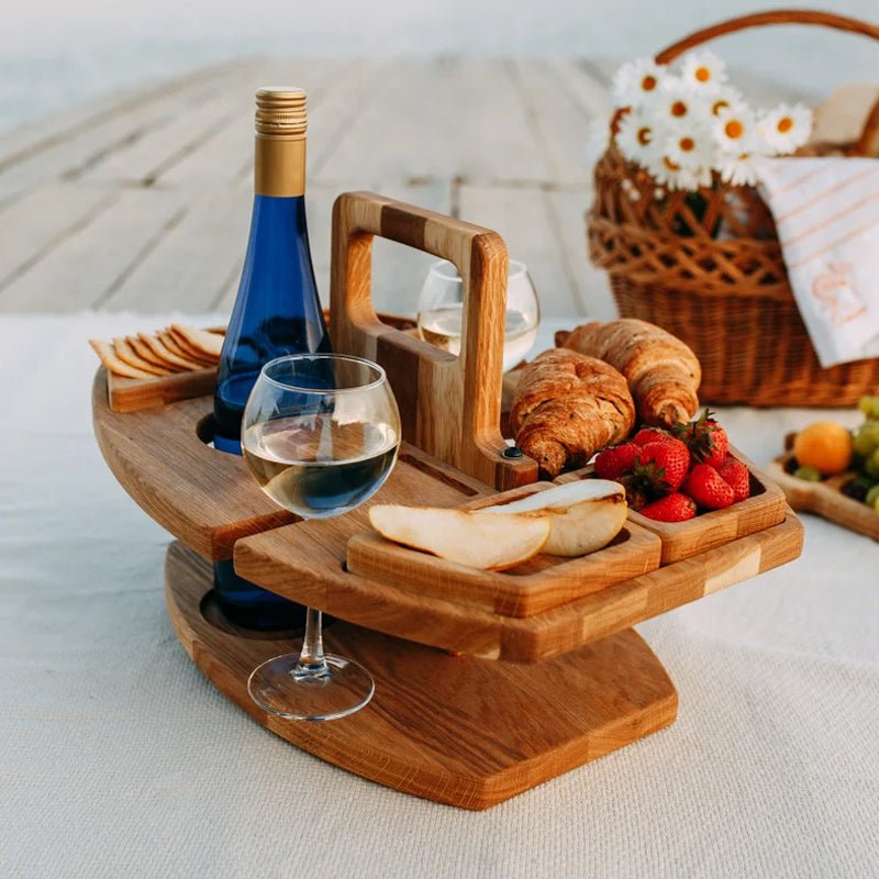 Picknicktisch aus hochwertigem Holz leicht & tragbar – Bild 3