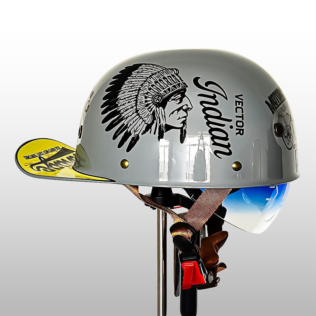 Motorradhelm Halbschale mit Schnellverschluss & Sonnenblende – Bild 5