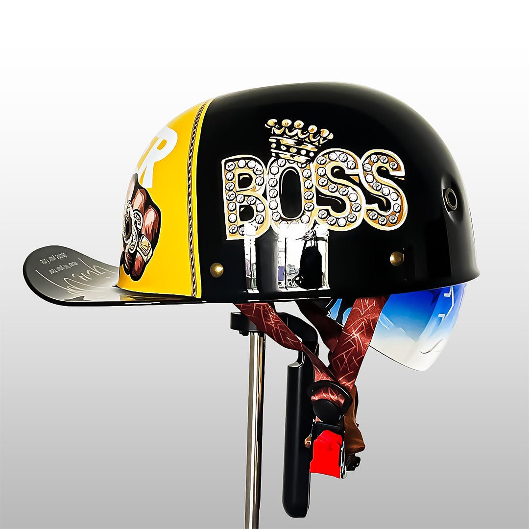 Motorradhelm Halbschale mit Schnellverschluss & Sonnenblende – Bild 3