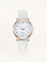Damen Quarzuhr mit Lederarmband und Leuchtziffern
