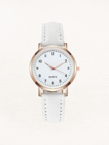 Damen Quarzuhr mit Lederarmband und Leuchtziffern