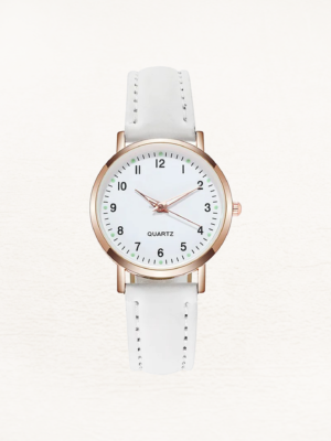 Damen Quarzuhr mit Lederarmband und Leuchtziffern