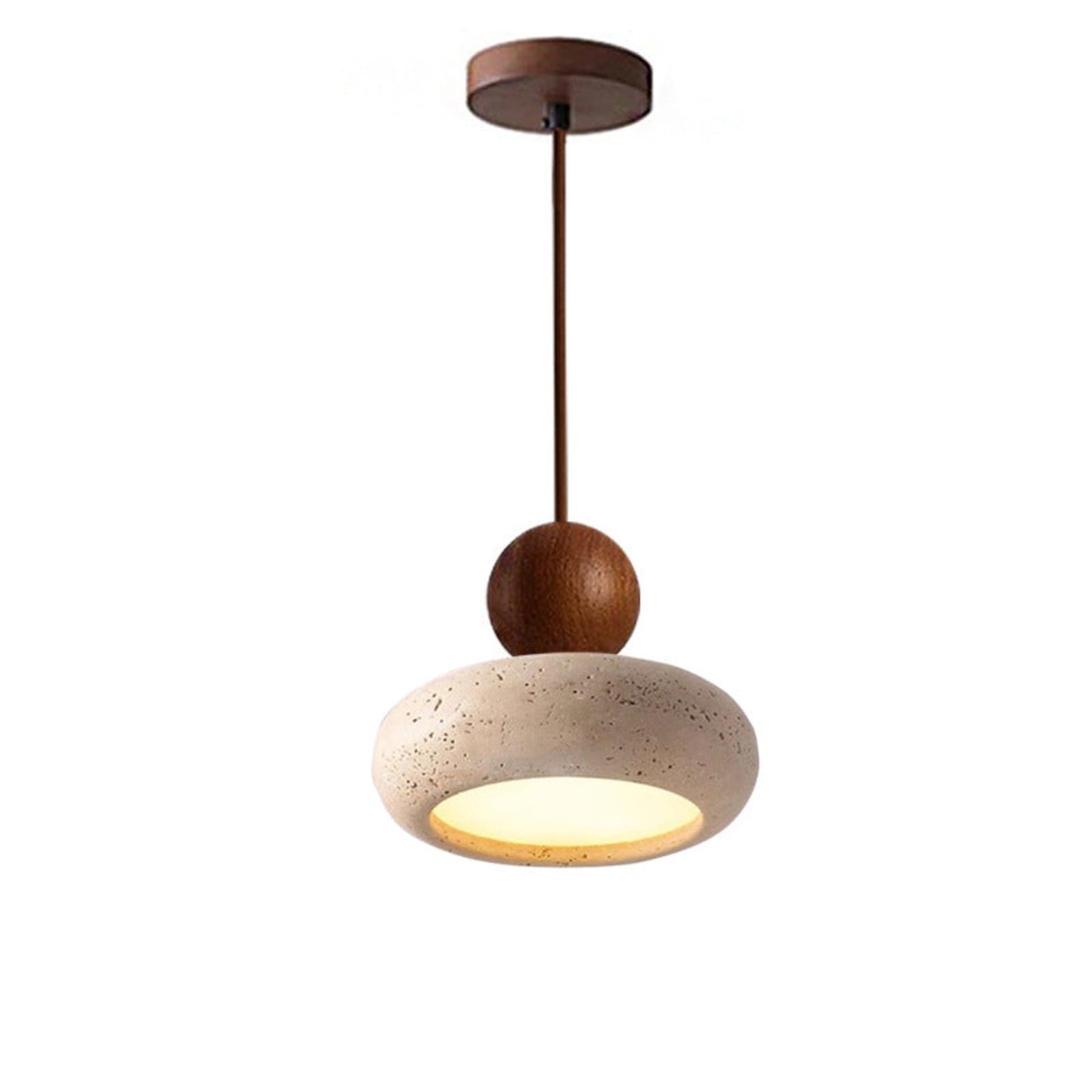 Pendelleuchte Holz Beton Optik warmweißes LED Licht Ø15cm