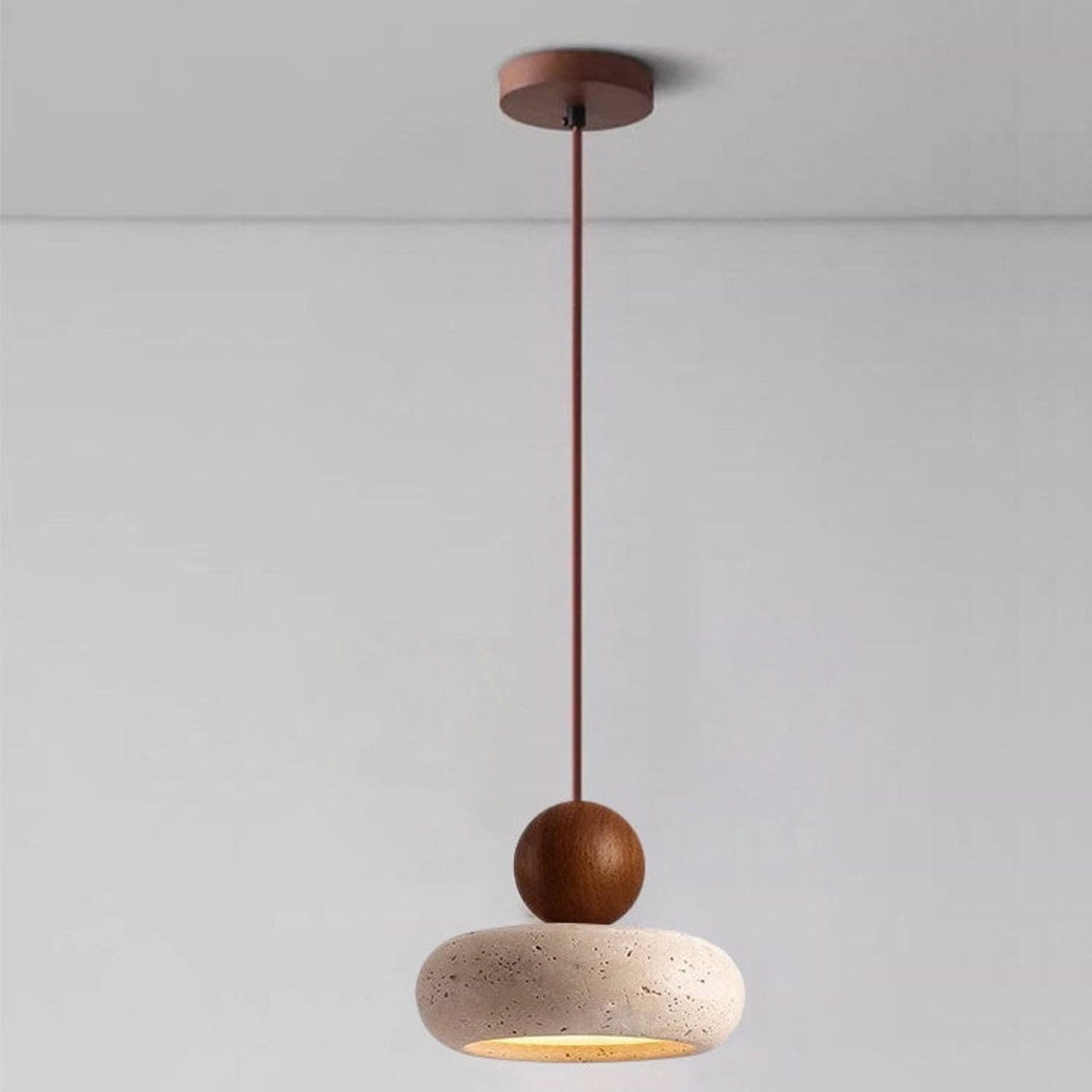 Pendelleuchte Holz Beton Optik warmweißes LED Licht Ø15cm – Bild 11
