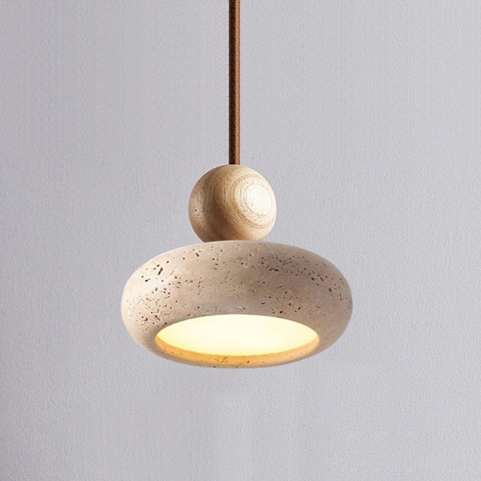 Pendelleuchte Holz Beton Optik warmweißes LED Licht Ø15cm – Bild 12