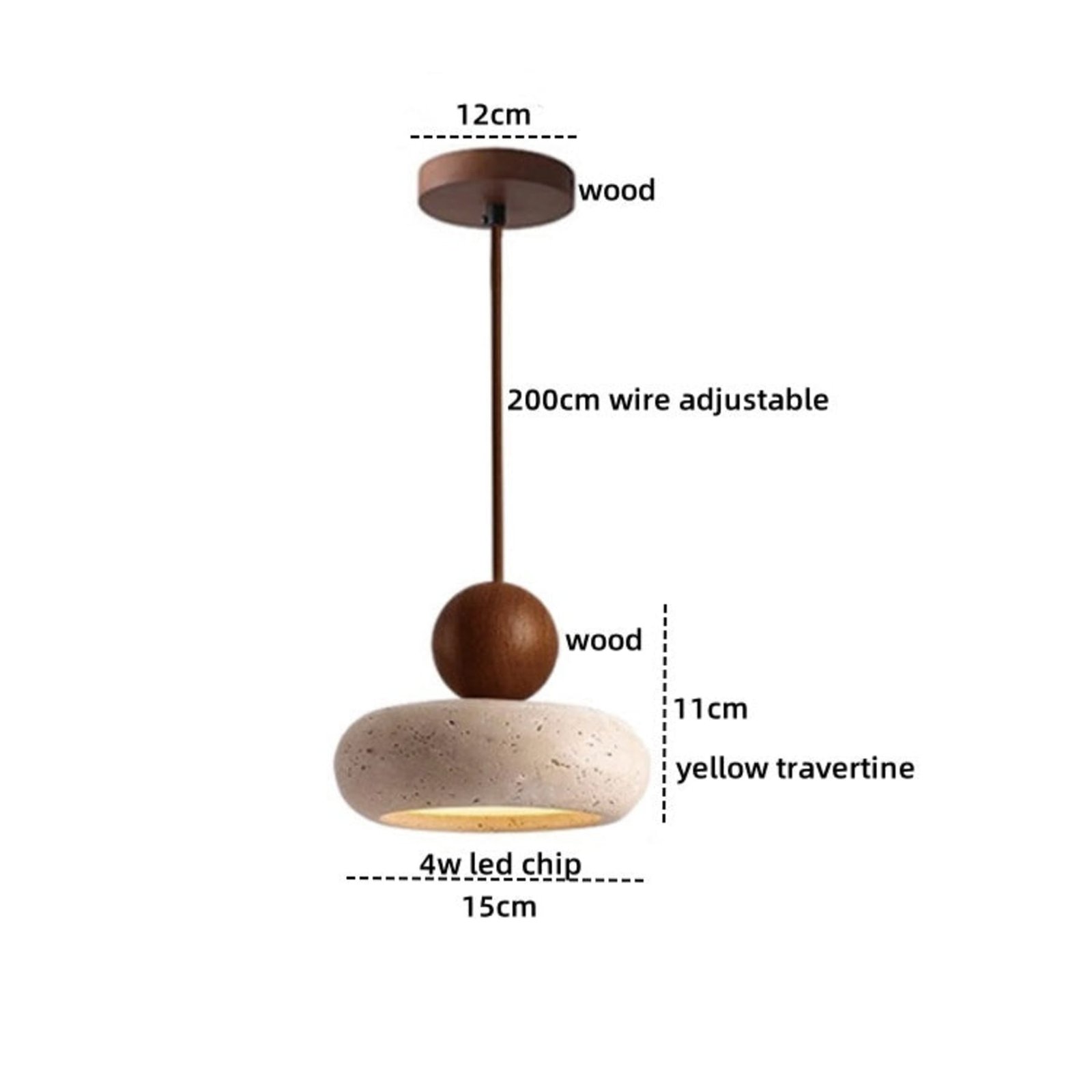 Pendelleuchte Holz Beton Optik warmweißes LED Licht Ø15cm – Bild 17