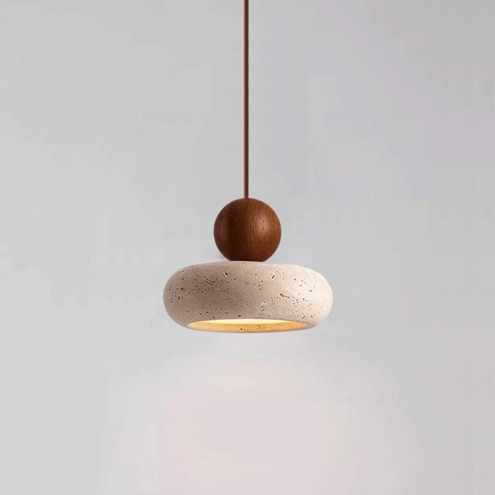 Pendelleuchte Holz Beton Optik warmweißes LED Licht Ø15cm – Bild 4