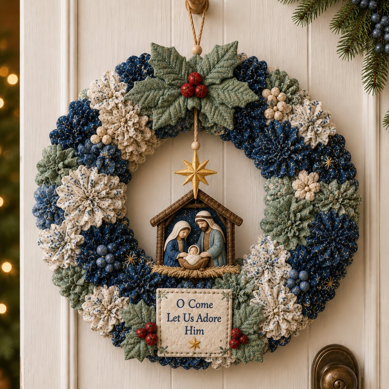 Weihnachtskranz Bastelset ohne Nähen 3D Stoffdesign – Bild 5