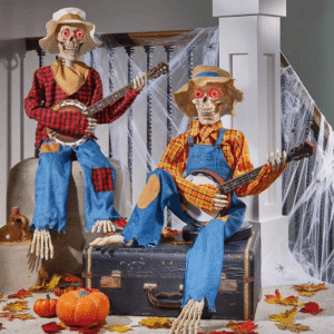 Halloween Skelett-Duo Banjo bewegungsaktiviert