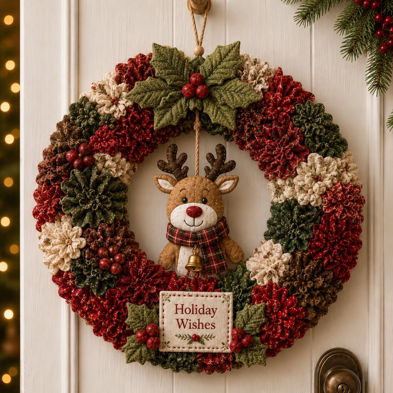 Weihnachtskranz Bastelset ohne Nähen 3D Stoffdesign – Bild 3