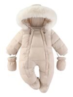 Baby Schneeanzug mit Kunstfellkapuze & Handwärmern