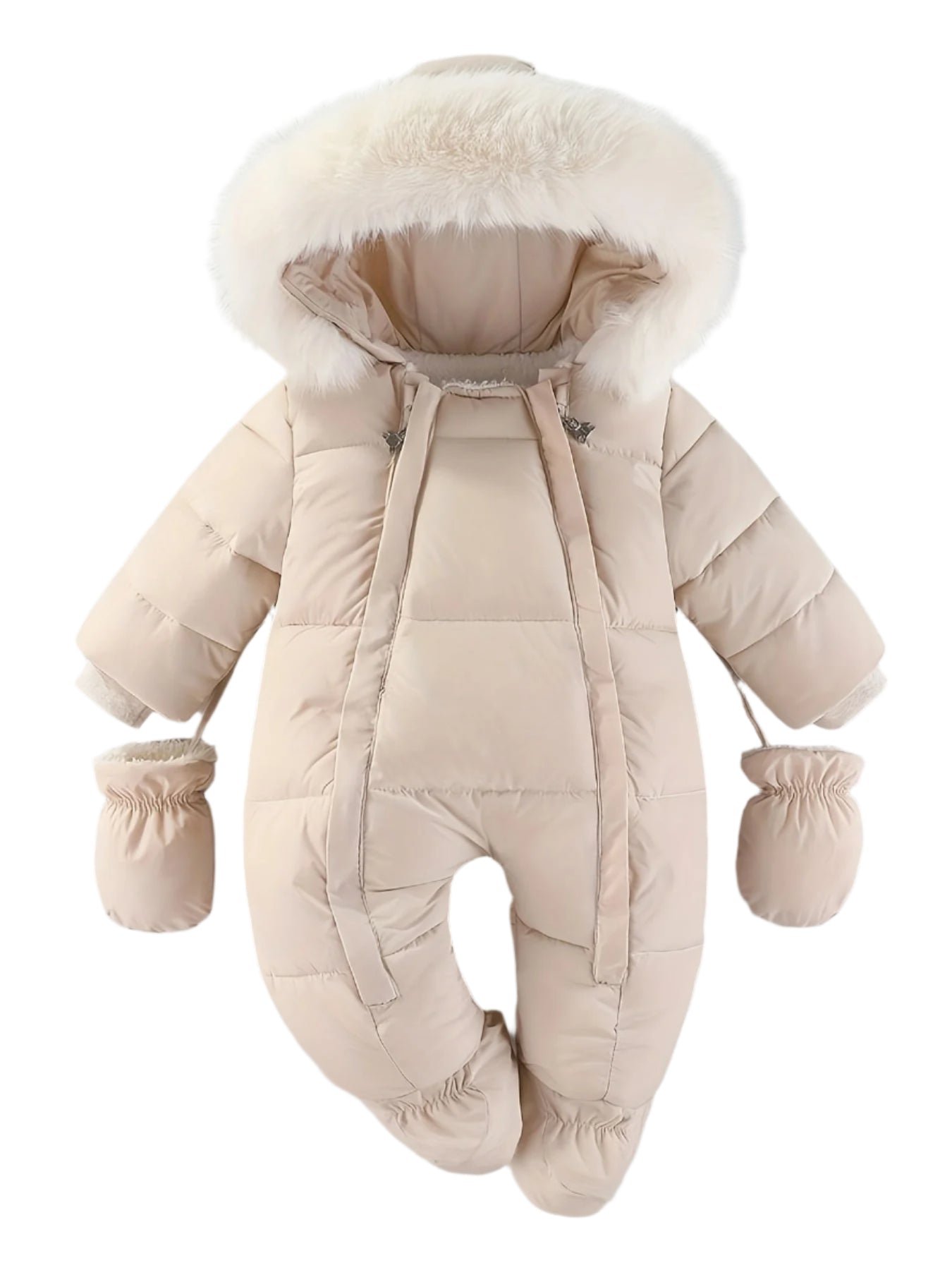 Baby Schneeanzug mit Kunstfellkapuze & Handwärmern