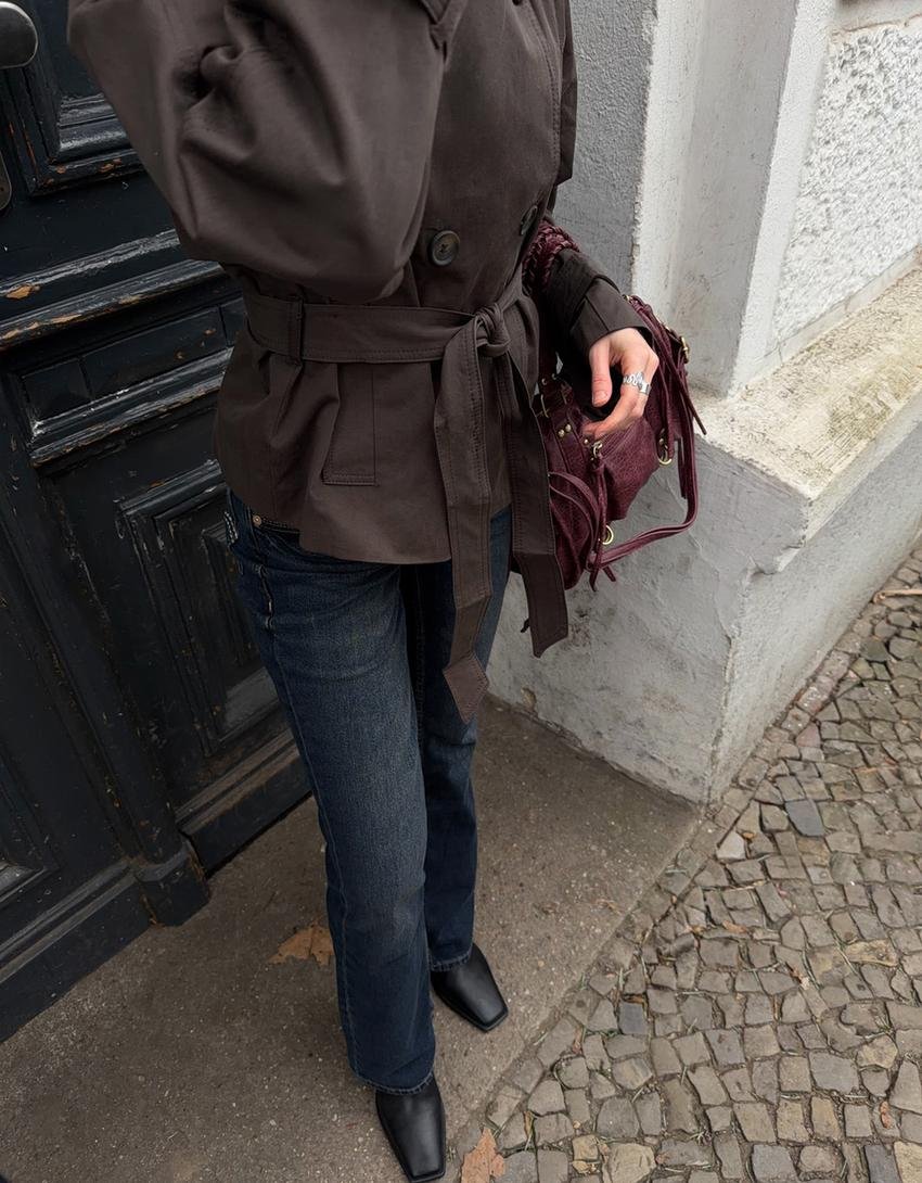 Damen Trenchcoat mit Gürtel vielseitig Übergangsjacke – Bild 3