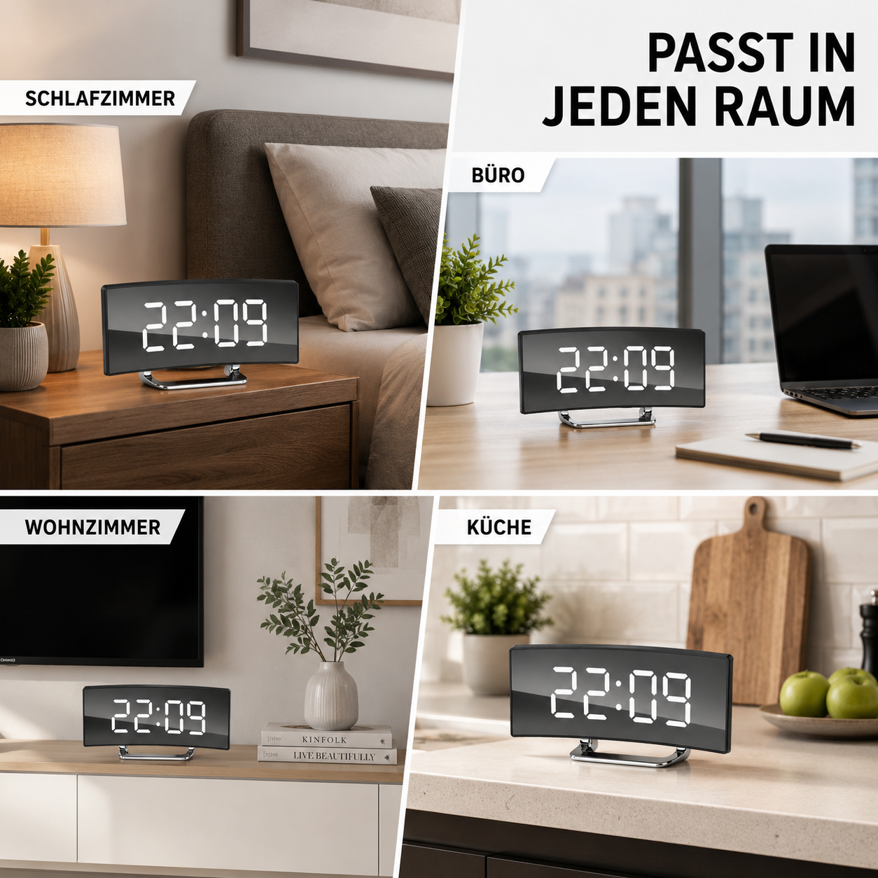 Digitaler Wecker mit Umgebungslichtsensor & gebogenem Display – Bild 10